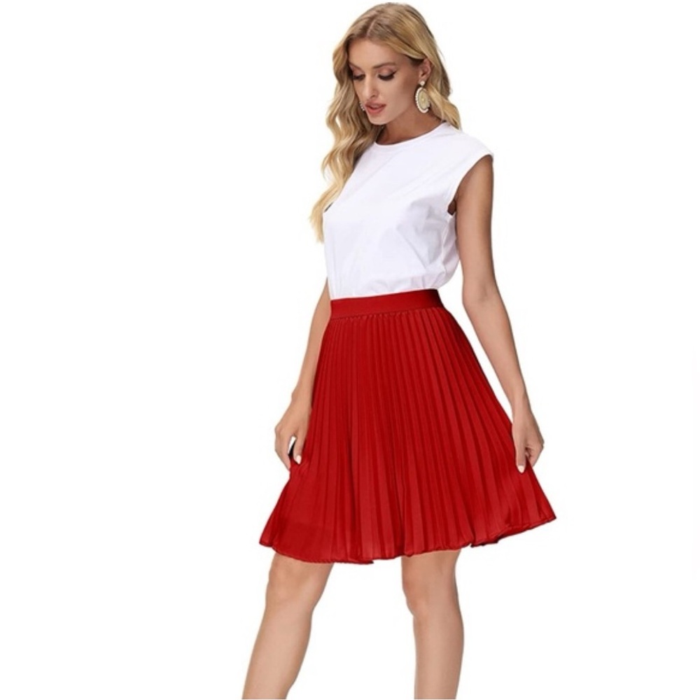 Kate Kasin Chic Red Skater Skirt